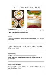 English Worksheet: Traditional English Trifle Recipe
