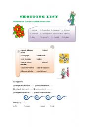 English worksheet: Shopping list