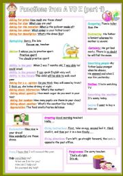 English Worksheet: functions from A to Z