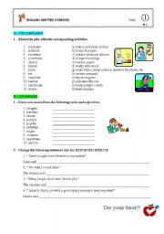 English Worksheet: revising vocabulary and grammar items