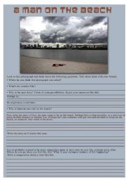 English Worksheet: A man on the beach