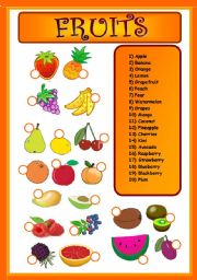 English Worksheet: fruits