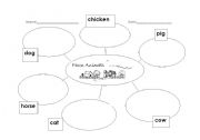 English Worksheet: Bubble Map for Farm Animals