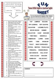 Fun Sheet Theme: American English & British English