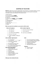 English Worksheet: Shopping at the store