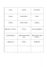 English worksheet: VERB PATTERNS