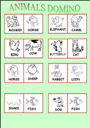 English Worksheet: ANIMALS DOMINO GAME