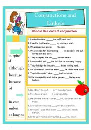 English Worksheet: Conjunctions and Linkers