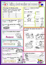 English Worksheet: talking about weather and seasons