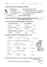 English Worksheet: simple pr, pr continuous