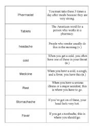 English Worksheet: MEDICINE dominoes game