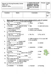 English Worksheet: TESTING 9