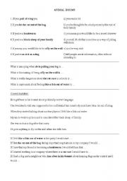 English worksheet: Animal idioms - exercises