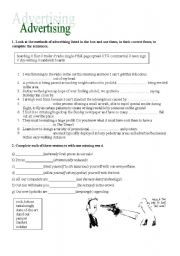 English Worksheet: Advertising