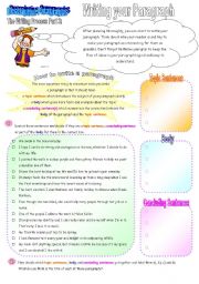 English Worksheet: The Writing Process Part 3: Writing Your Paragraph (3 pages + key)