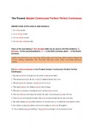 English Worksheet: Present Simple/Continuous/Perfect/Perfect Continuous