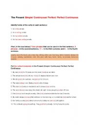 English worksheet: Present Simple/Continuous/Perfect/Perfect Continuous