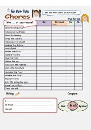 English Worksheet: Pair Work- Chores