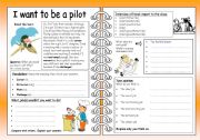 English Worksheet: Four Skills Worksheet - I want to be a pilot