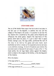 English worksheet: STAR WAR TEXT