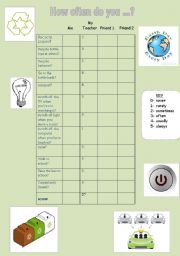 English Worksheet: How often do you recycle?