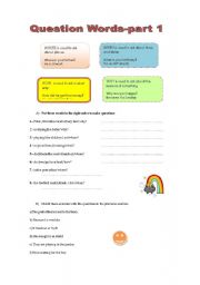 English worksheet: Question Words-part 1