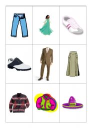 English Worksheet: Items of clothing game with phonemic spelling