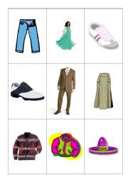 English worksheet: Items of clothing game with phonemic spelling