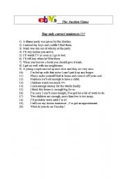 English worksheet: auction sheet with key