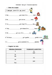 English Worksheet: Have got - Possessives