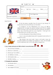 English Worksheet: Test - 5th grade