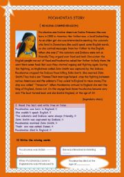 Pocahontas story ( reading comprehension)