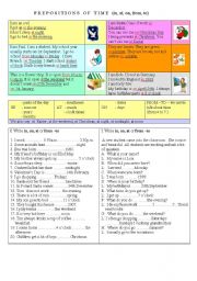 English Worksheet: Prepositions of time