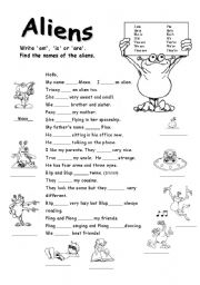 English Worksheet: the verb to be with aliens