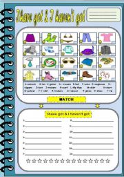 English Worksheet: HAVE GOT & HAVEN�T GOT with CLOTHES