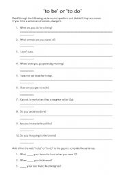 English Worksheet: verb to be or to do