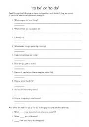 English worksheet: verb to be or to do