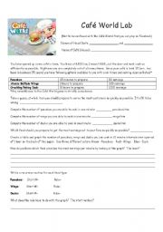 English Worksheet: Cafe World Lab for Slope of a Line