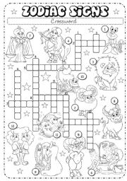 English Worksheet: Zodiac Signs (2/3) - Crossword