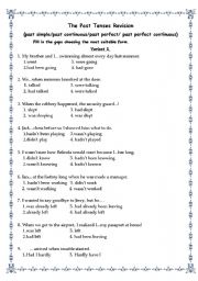 English Worksheet: The Past Tenses