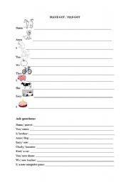 English worksheet: Have/ has got exercises