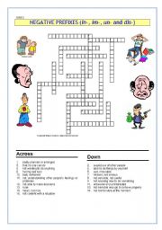 Crossword: Negative prefixes