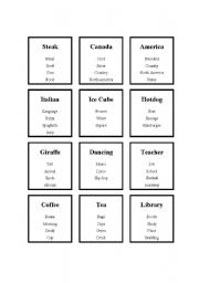 English Worksheet: Taboo for English Classes
