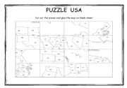 English Worksheet: Puzzle - Map of USA + key