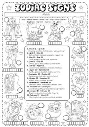 English Worksheet: Zodiac Signs (3/3) - description