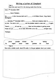 English Worksheet: Read and Write Letter of Complaint