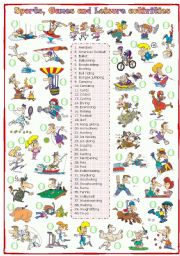 English Worksheet: Sports, games and leisure activities: Matching (1 of 2)