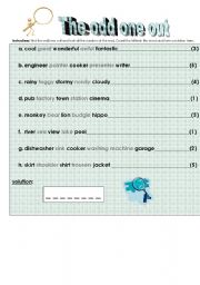 English Worksheet: the odd one out starter activity 
