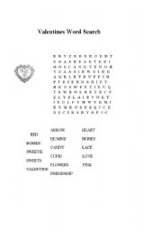 English Worksheet: Valentines word search and crossword