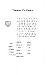 English worksheet: Valentines word search and crossword